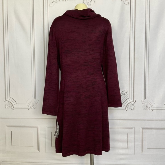 Nina Leonard Maroon “Deep Wine” Cowl Neck Long Sleeve Sweater Dress  Women’s Lg - Picture 6 of 8